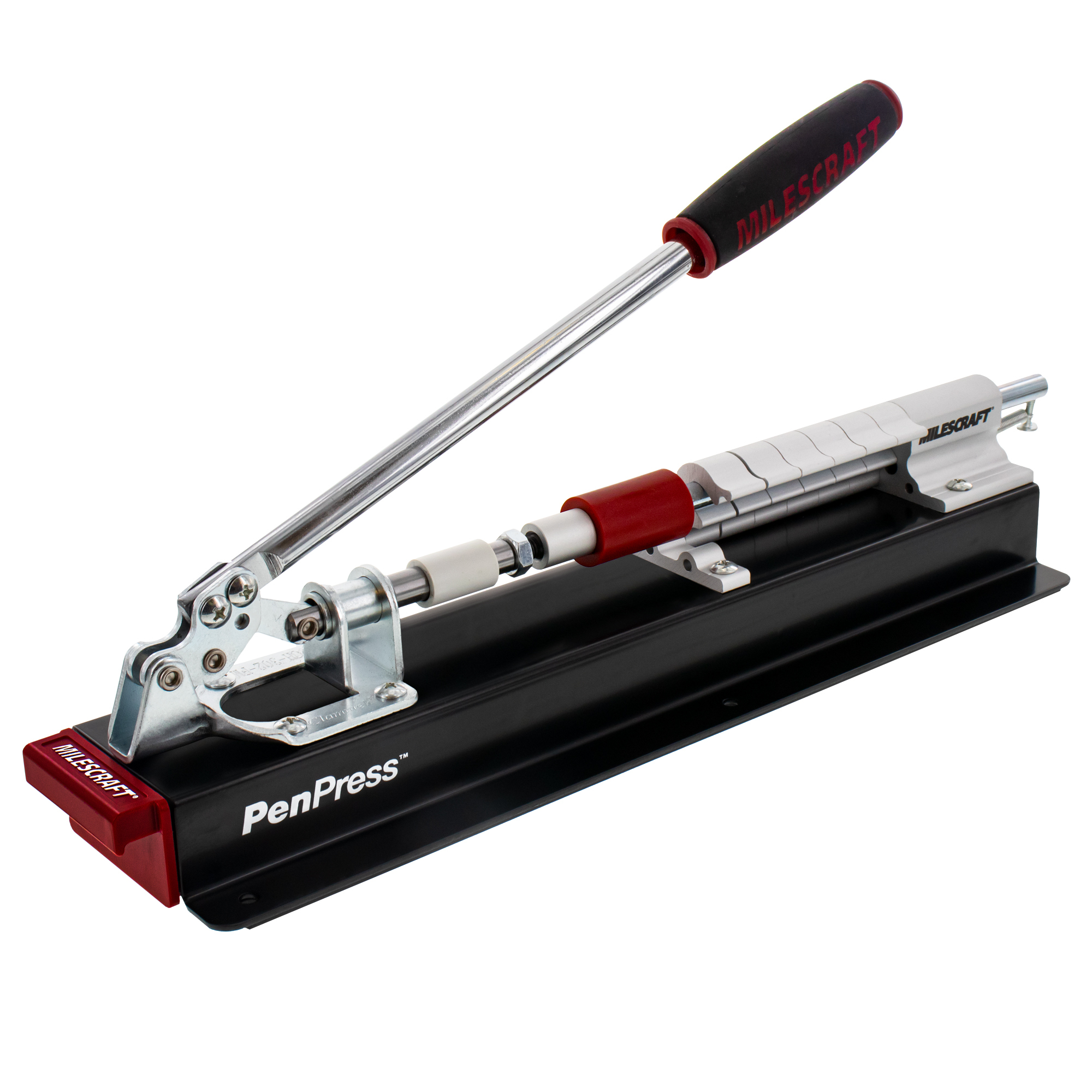 Milescraft Pen Press — Advanced Spring-Loaded Design, 6 Quick-Flip Stop Settings, Includes Two Receiving Tips, Model# 47010003
